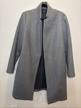 Love Tree Gray Open-Front Wool-Blend Pea Coat